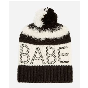 ASHLEY STEWART STRIPED RHINESTONE BEBE BEANIE hat